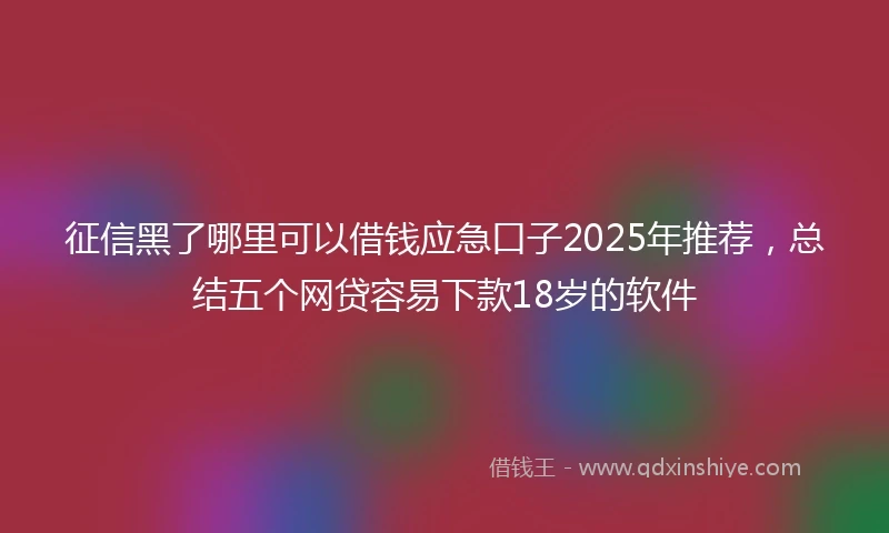 征信黑了哪里可以借钱应急口子2025年推荐，总结五个网贷容易下款18岁的软件
