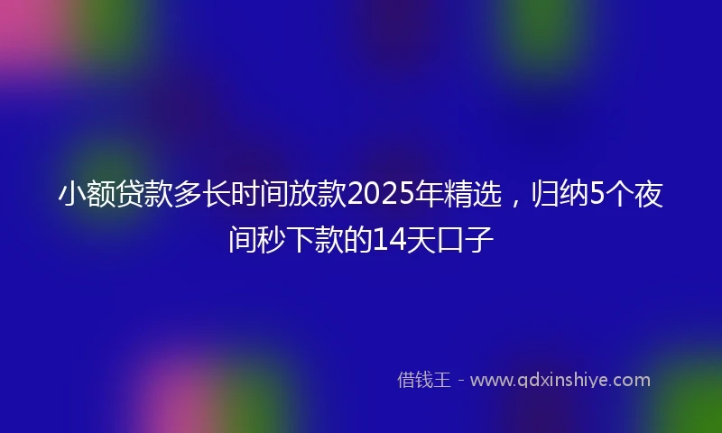 小额贷款多长时间放款2025年精选，归纳5个夜间秒下款的14天口子
