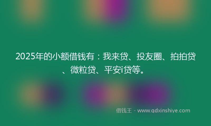 2025年的小额借钱有：我来贷、投友圈、拍拍贷、微粒贷、平安i贷等。