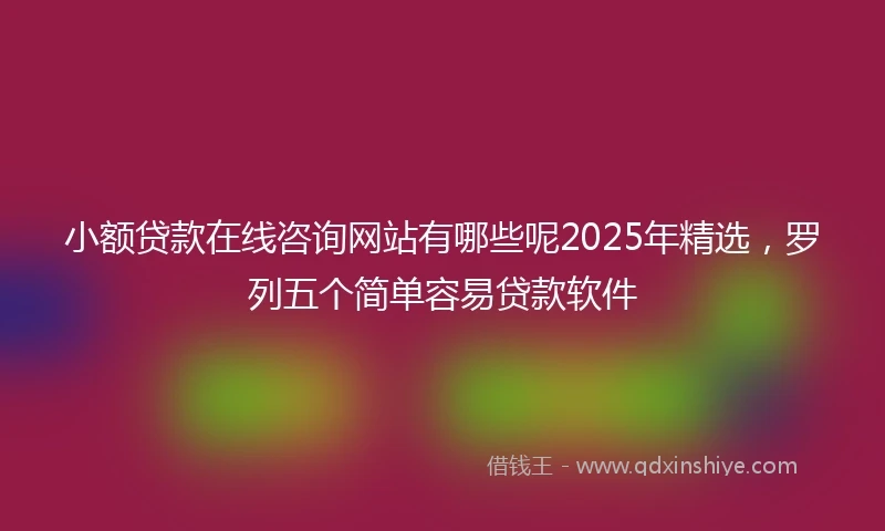 小额贷款在线咨询网站有哪些呢2025年精选，罗列五个简单容易贷款软件