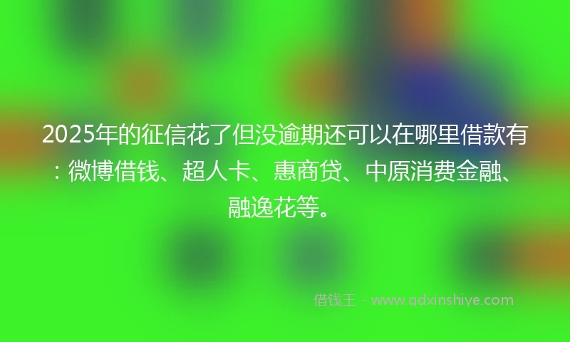 2025年的征信花了但没逾期还可以在哪里借款有：微博借钱、超人卡、惠商贷、中原消费金融、融逸花等。