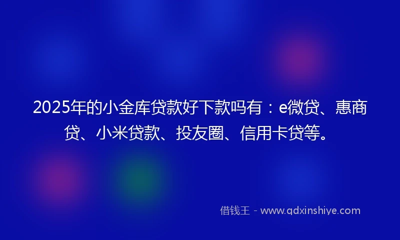 2025年的小金库贷款好下款吗有：e微贷、惠商贷、小米贷款、投友圈、信用卡贷等。