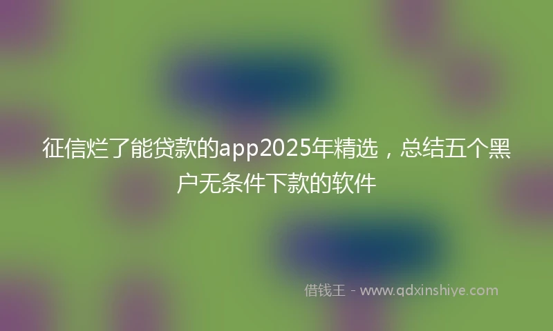 征信烂了能贷款的app2025年精选，总结五个黑户无条件下款的软件