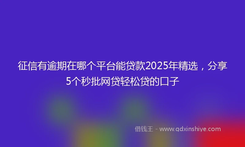 征信有逾期在哪个平台能贷款2025年精选，分享5个秒批网贷轻松贷的口子