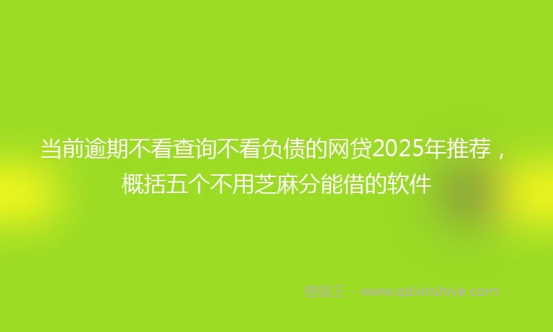 当前逾期不看查询不看负债的网贷2025年推荐，概括五个不用芝麻分能借的软件