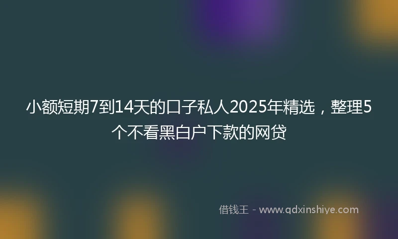 小额短期7到14天的口子私人2025年精选，整理5个不看黑白户下款的网贷