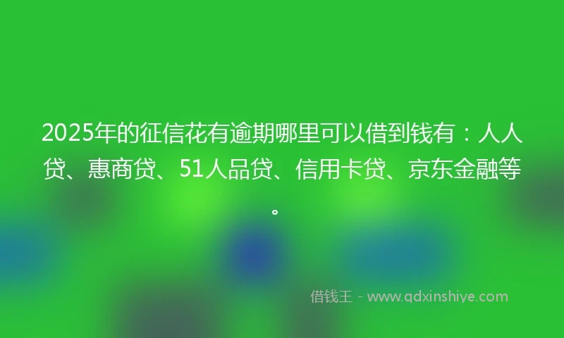 2025年的征信花有逾期哪里可以借到钱有：人人贷、惠商贷、51人品贷、信用卡贷、京东金融等。
