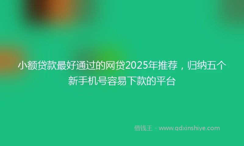 小额贷款最好通过的网贷2025年推荐，归纳五个新手机号容易下款的平台