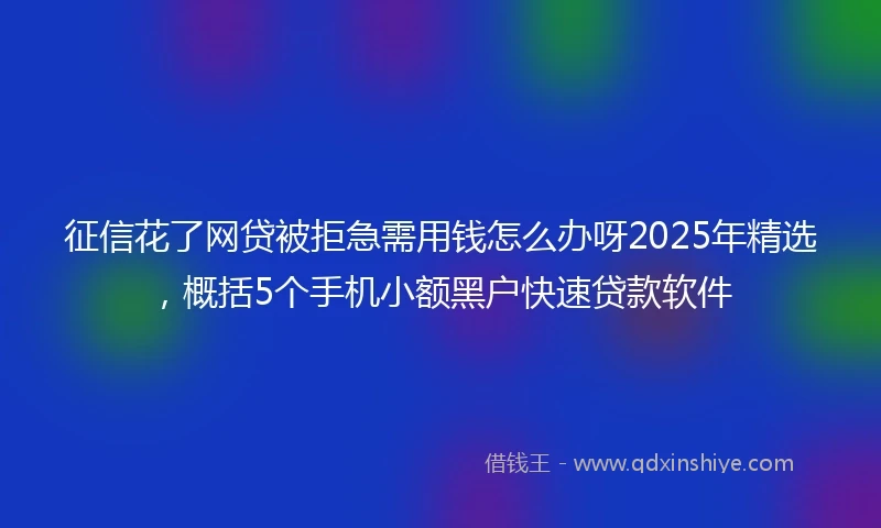 征信花了网贷被拒急需用钱怎么办呀2025年精选，概括5个手机小额黑户快速贷款软件