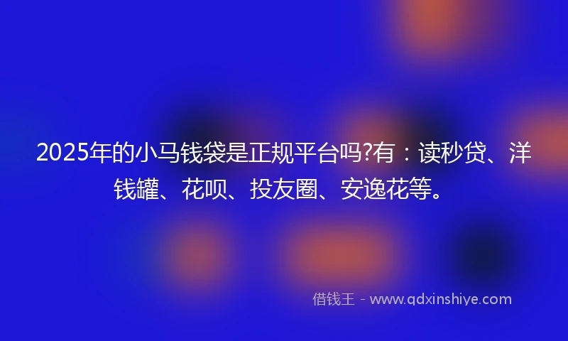 2025年的小马钱袋是正规平台吗?有：读秒贷、洋钱罐、花呗、投友圈、安逸花等。
