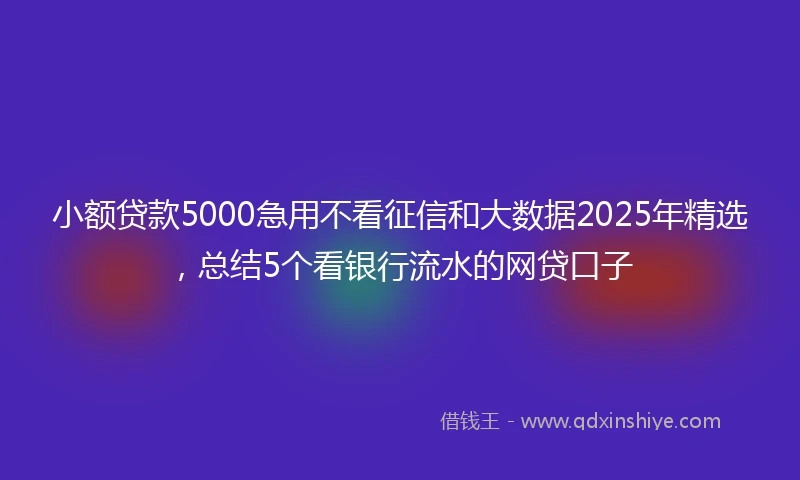 小额贷款5000急用不看征信和大数据2025年精选，总结5个看银行流水的网贷口子