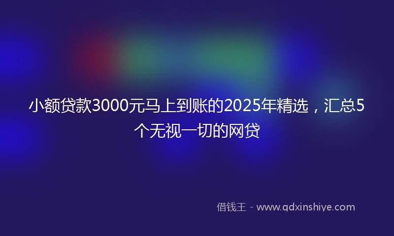 小额贷款3000元马上到账的2025年精选，汇总5个无视一切的网贷