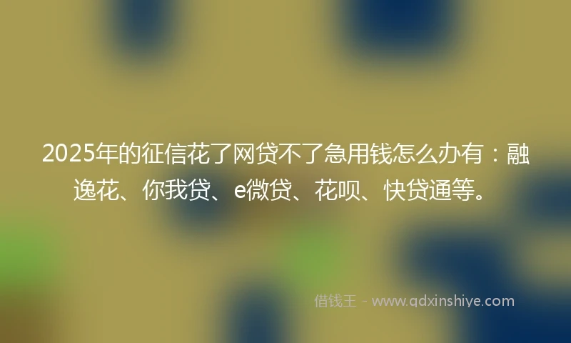 2025年的征信花了网贷不了急用钱怎么办有：融逸花、你我贷、e微贷、花呗、快贷通等。