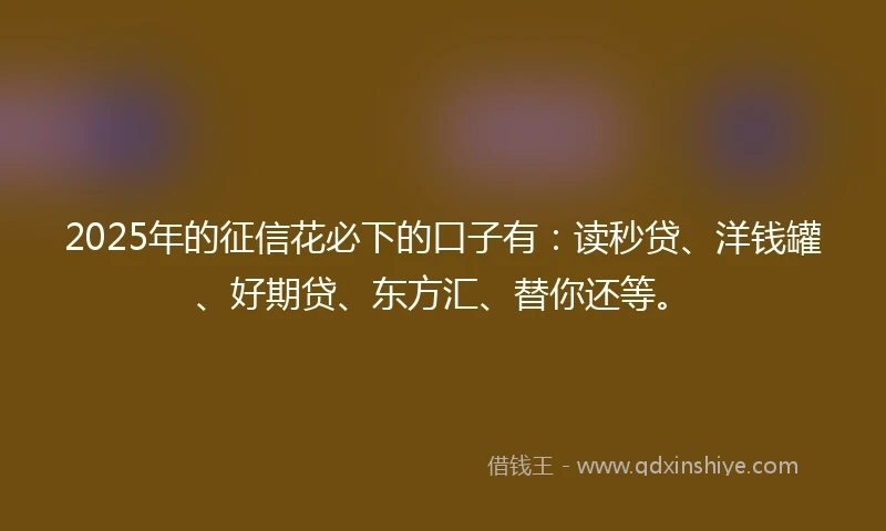 2025年的征信花必下的口子有：读秒贷、洋钱罐、好期贷、东方汇、替你还等。