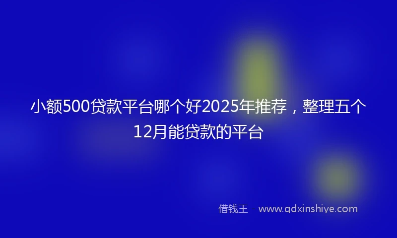 小额500贷款平台哪个好2025年推荐，整理五个12月能贷款的平台
