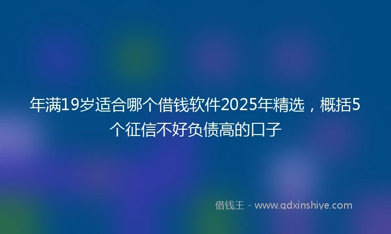 年满19岁适合哪个借钱软件2025年精选，概括5个征信不好负债高的口子