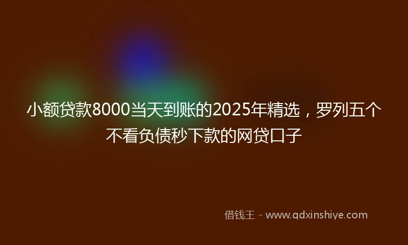 小额贷款8000当天到账的2025年精选，罗列五个不看负债秒下款的网贷口子