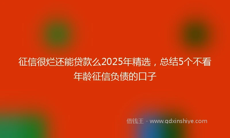 征信很烂还能贷款么2025年精选，总结5个不看年龄征信负债的口子