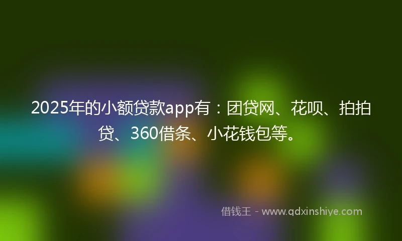 2025年的小额贷款app有：团贷网、花呗、拍拍贷、360借条、小花钱包等。