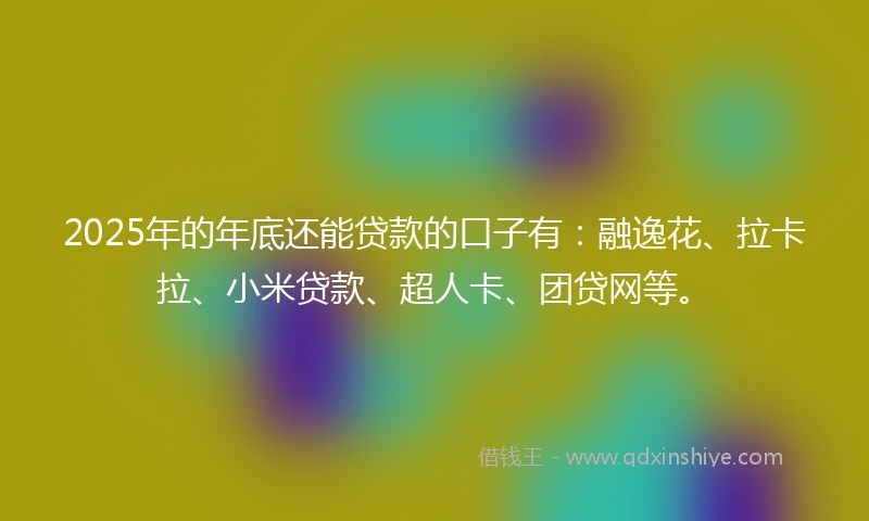 2025年的年底还能贷款的口子有：融逸花、拉卡拉、小米贷款、超人卡、团贷网等。