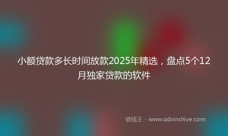 小额贷款多长时间放款2025年精选，盘点5个12月独家贷款的软件