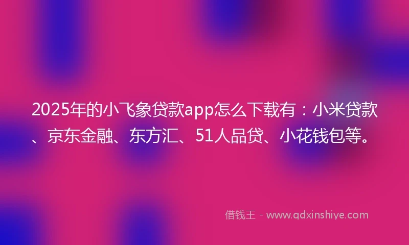 2025年的小飞象贷款app怎么下载有：小米贷款、京东金融、东方汇、51人品贷、小花钱包等。