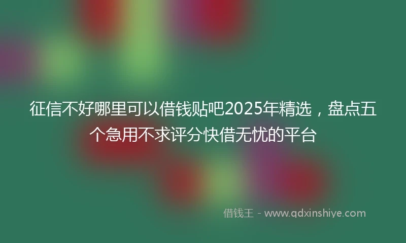 征信不好哪里可以借钱贴吧2025年精选，盘点五个急用不求评分快借无忧的平台