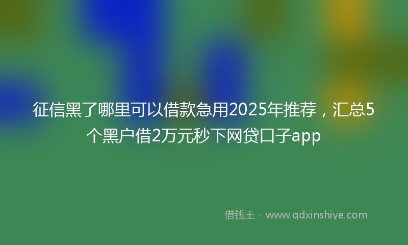 征信黑了哪里可以借款急用2025年推荐，汇总5个黑户借2万元秒下网贷口子app