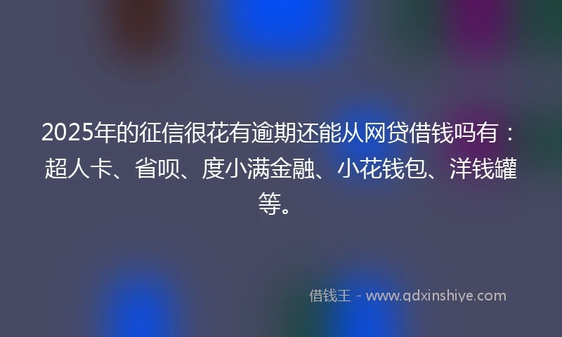 2025年的征信很花有逾期还能从网贷借钱吗有:超人卡、省呗、度小满金融、小花钱包、洋钱罐等。
