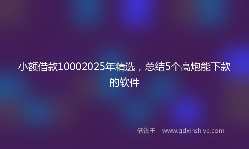 小额借款10002025年精选，总结5个高炮能下款的软件