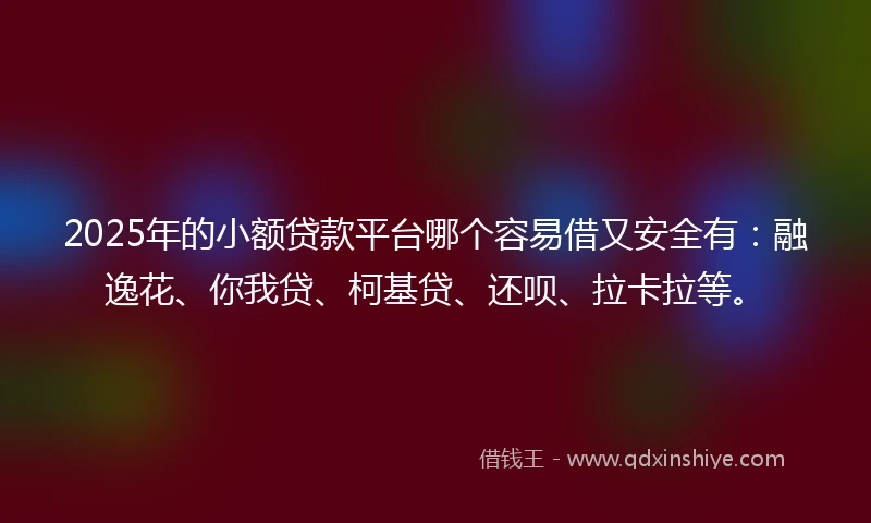 2025年的小额贷款平台哪个容易借又安全有：融逸花、你我贷、柯基贷、还呗、拉卡拉等。