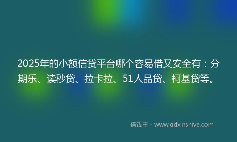 2025年的小额信贷平台哪个容易借又安全有：分期乐、读秒贷、拉卡拉、51人品贷、柯基贷等。