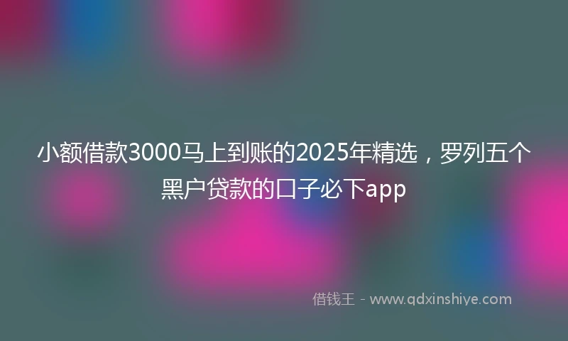 小额借款3000马上到账的2025年精选，罗列五个黑户贷款的口子必下app