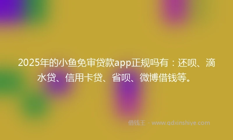 2025年的小鱼免审贷款app正规吗有：还呗、滴水贷、信用卡贷、省呗、微博借钱等。
