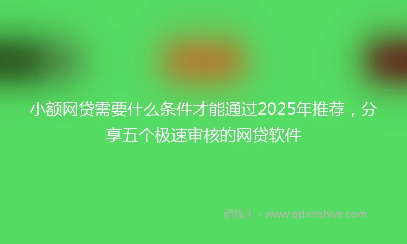小额网贷需要什么条件才能通过2025年推荐，分享五个极速审核的网贷软件