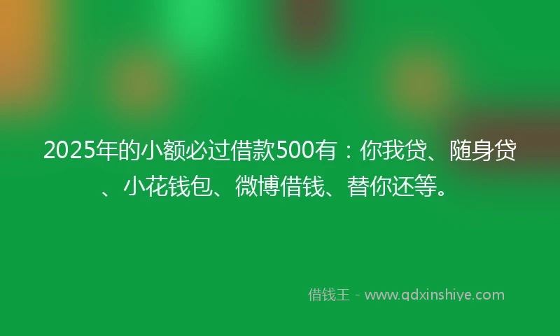 2025年的小额必过借款500有：你我贷、随身贷、小花钱包、微博借钱、替你还等。