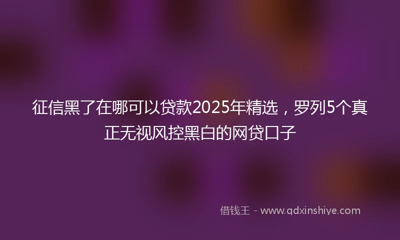 征信黑了在哪可以贷款2025年精选，罗列5个真正无视风控黑白的网贷口子