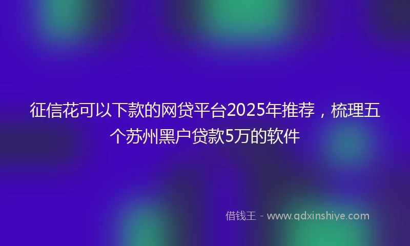 征信花可以下款的网贷平台2025年推荐，梳理五个苏州黑户贷款5万的软件