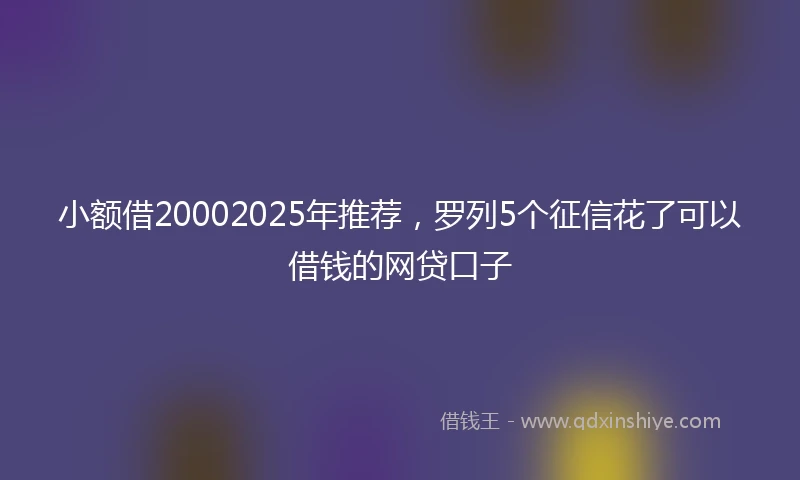小额借20002025年推荐，罗列5个征信花了可以借钱的网贷口子