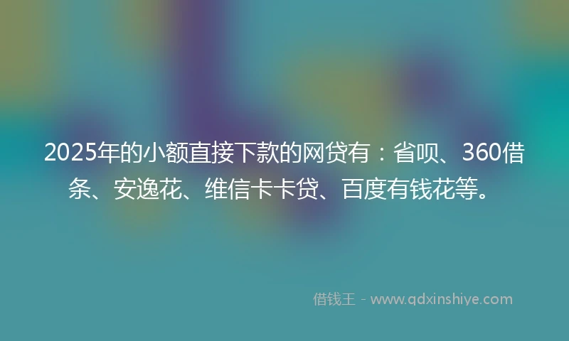 2025年的小额直接下款的网贷有：省呗、360借条、安逸花、维信卡卡贷、百度有钱花等。