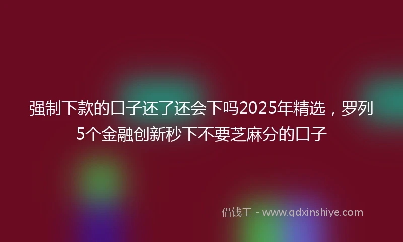 强制下款的口子还了还会下吗2025年精选，罗列5个金融创新秒下不要芝麻分的口子