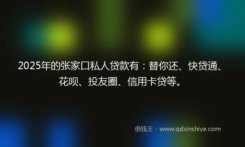 2025年的张家口私人贷款有：替你还、快贷通、花呗、投友圈、信用卡贷等。