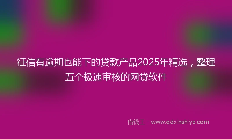 征信有逾期也能下的贷款产品2025年精选,整理五个极速审核的网贷软件