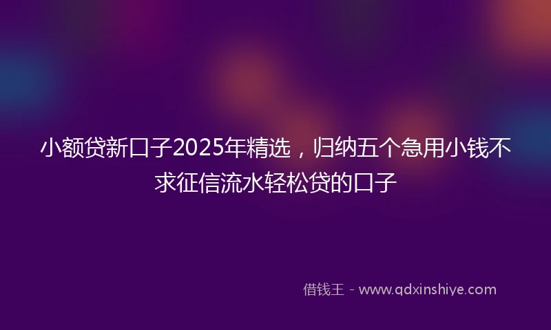 小额贷新口子2025年精选，归纳五个急用小钱不求征信流水轻松贷的口子