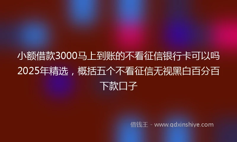 小额借款3000马上到账的不看征信银行卡可以吗2025年精选，概括五个不看征信无视黑白百分百下款口子