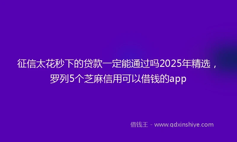 征信太花秒下的贷款一定能通过吗2025年精选，罗列5个芝麻信用可以借钱的app