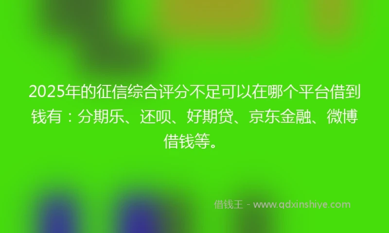 2025年的征信综合评分不足可以在哪个平台借到钱有：分期乐、还呗、好期贷、京东金融、微博借钱等。