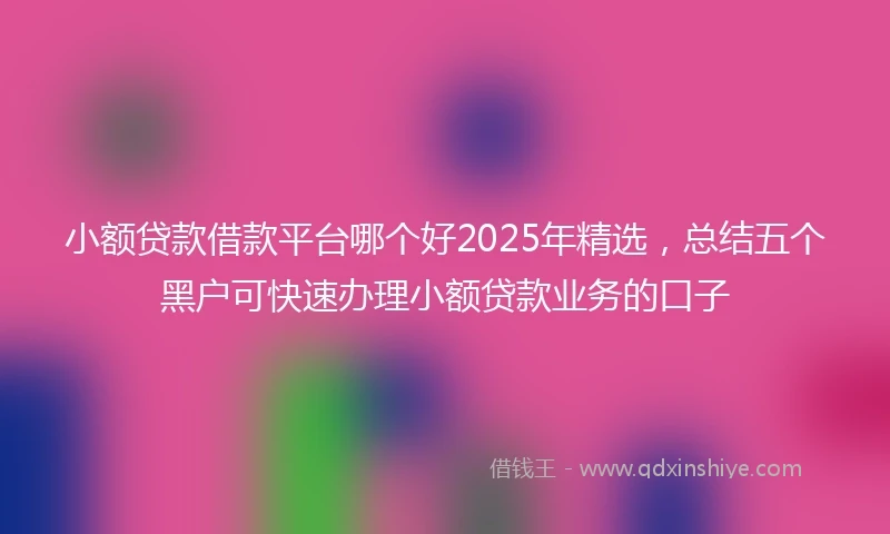 小额贷款借款平台哪个好2025年精选，总结五个黑户可快速办理小额贷款业务的口子