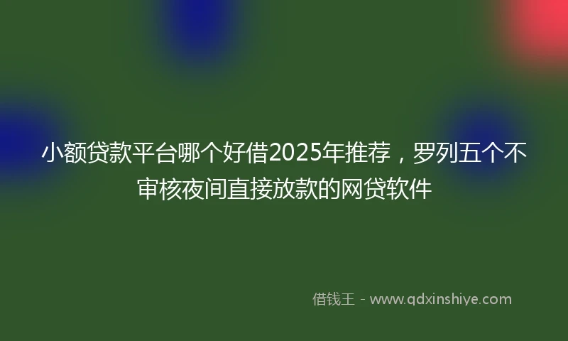 小额贷款平台哪个好借2025年推荐，罗列五个不审核夜间直接放款的网贷软件