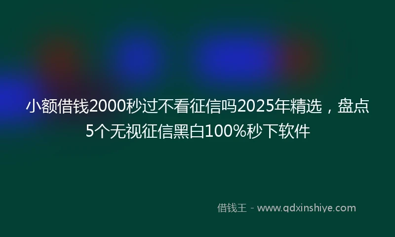 小额借钱2000秒过不看征信吗2025年精选，盘点5个无视征信黑白100%秒下软件
